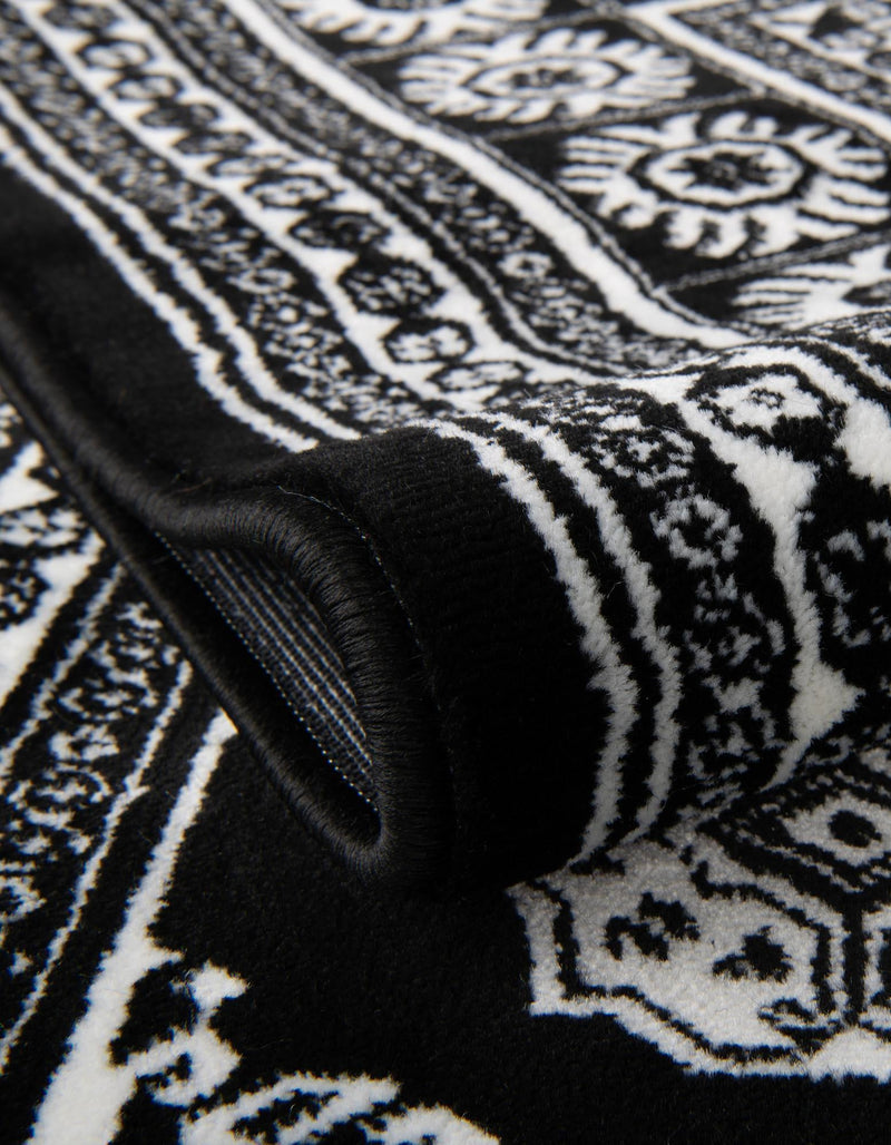 Samarkand Elegance Collection Area Rug - Margilan (Black and White) Rectangle Black and White lifestyle 24