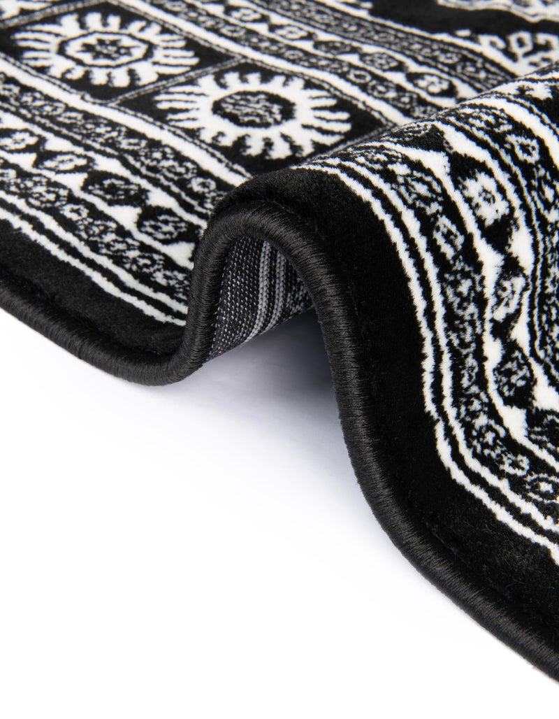 Samarkand Elegance Collection Area Rug - Margilan (Black and White) Rectangle Black and White lifestyle 32
