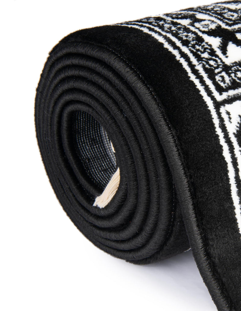 Samarkand Elegance Collection Area Rug - Margilan (Black and White) Rectangle Black and White lifestyle 36
