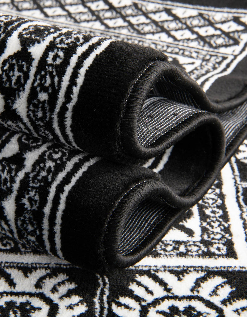 Samarkand Elegance Collection Area Rug - Margilan (Black and White) Rectangle Black and White lifestyle 38