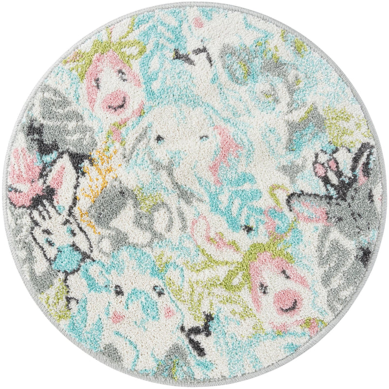 Playful Patterns Collection Area Rug - Splash Round Multi lifestyle 22