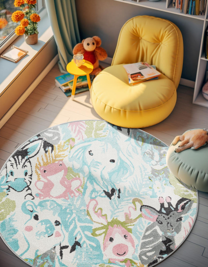 Playful Patterns Collection Area Rug - Splash Round Multi lifestyle 24