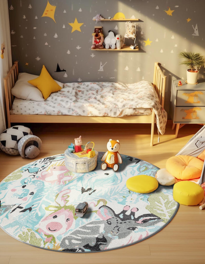 Playful Patterns Collection Area Rug - Splash Round Multi lifestyle 36