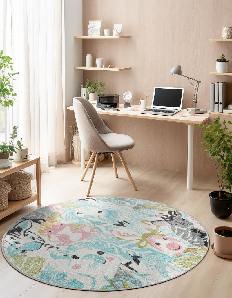 Playful Patterns Collection Area Rug - Splash Round Multi lifestyle 40