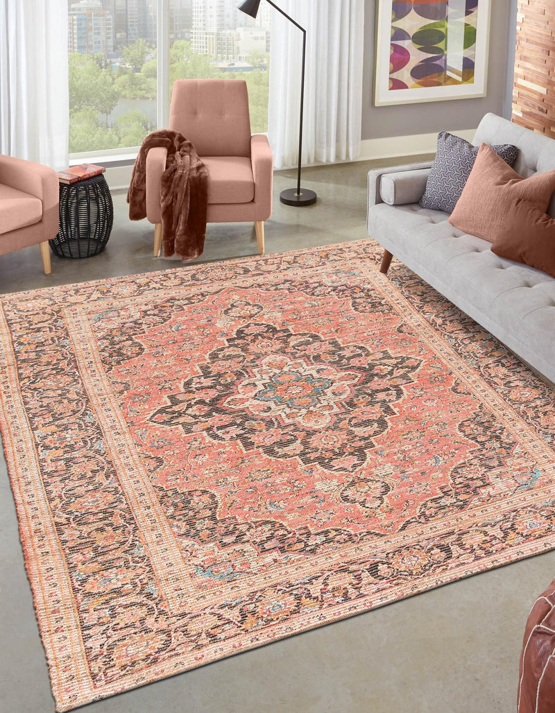 Desert Weave Jute Collection Area Rug - Chihuahuan Square Red lifestyle 25