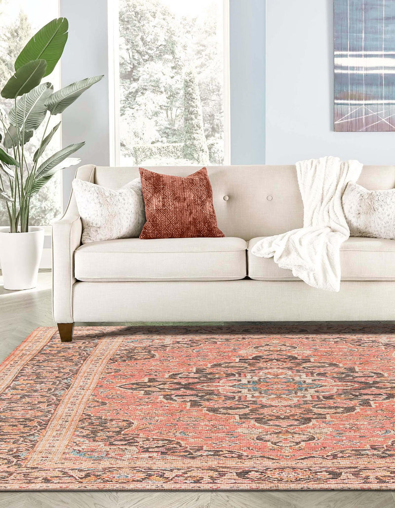 Desert Weave Jute Collection Area Rug - Chihuahuan Square Red lifestyle 27