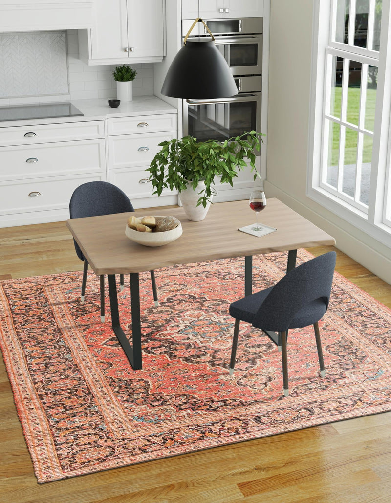 Desert Weave Jute Collection Area Rug - Chihuahuan Square Red lifestyle 31