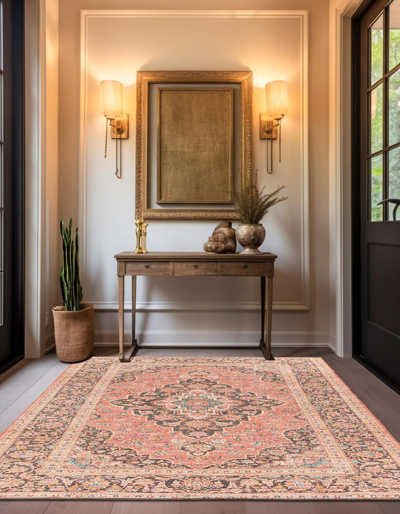 Desert Weave Jute Collection Area Rug - Chihuahuan Square Red lifestyle 41