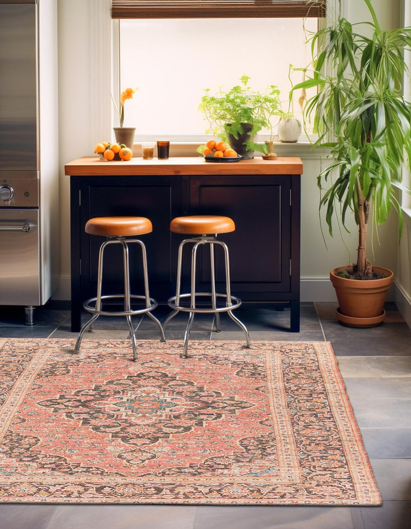 Desert Weave Jute Collection Area Rug - Chihuahuan Square Red lifestyle 43