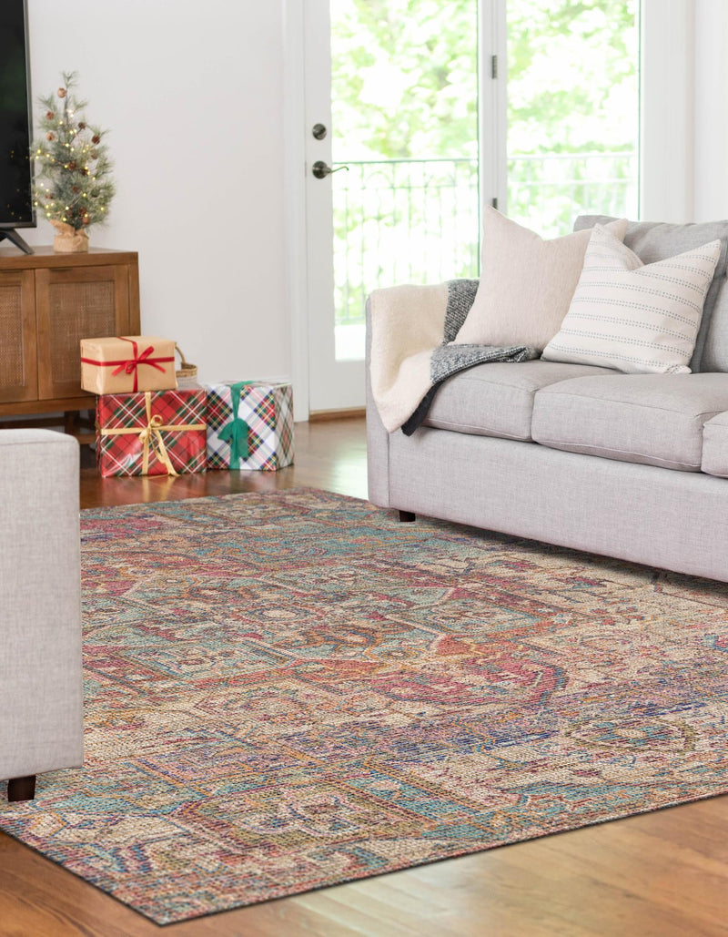 Desert Weave Jute Collection Area Rug - Karoo Rectangle Antique Red and Blue lifestyle 9