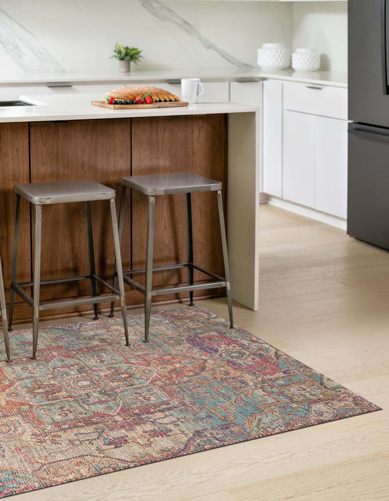 Desert Weave Jute Collection Area Rug - Karoo Rectangle Antique Red and Blue lifestyle 10