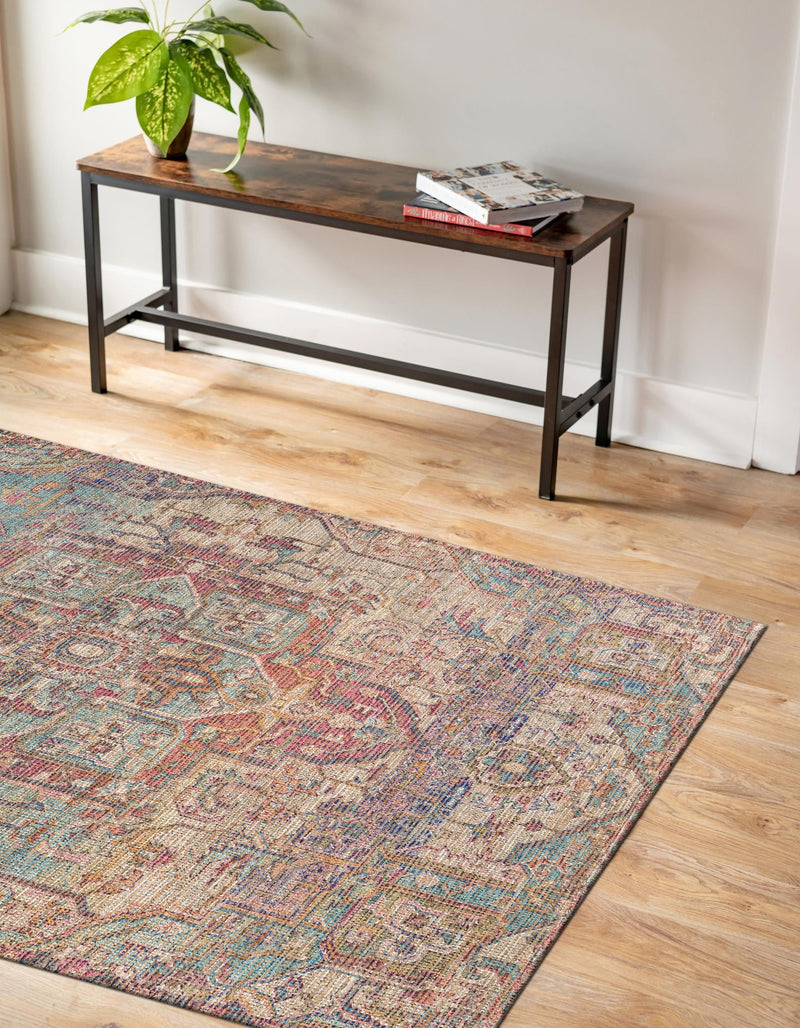 Desert Weave Jute Collection Area Rug - Karoo Rectangle Antique Red and Blue lifestyle 11