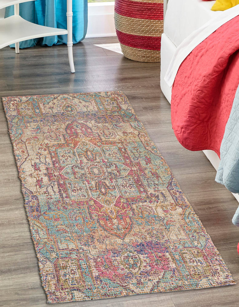 Desert Weave Jute Collection Area Rug - Karoo Runner Antique Red and Blue lifestyle 26