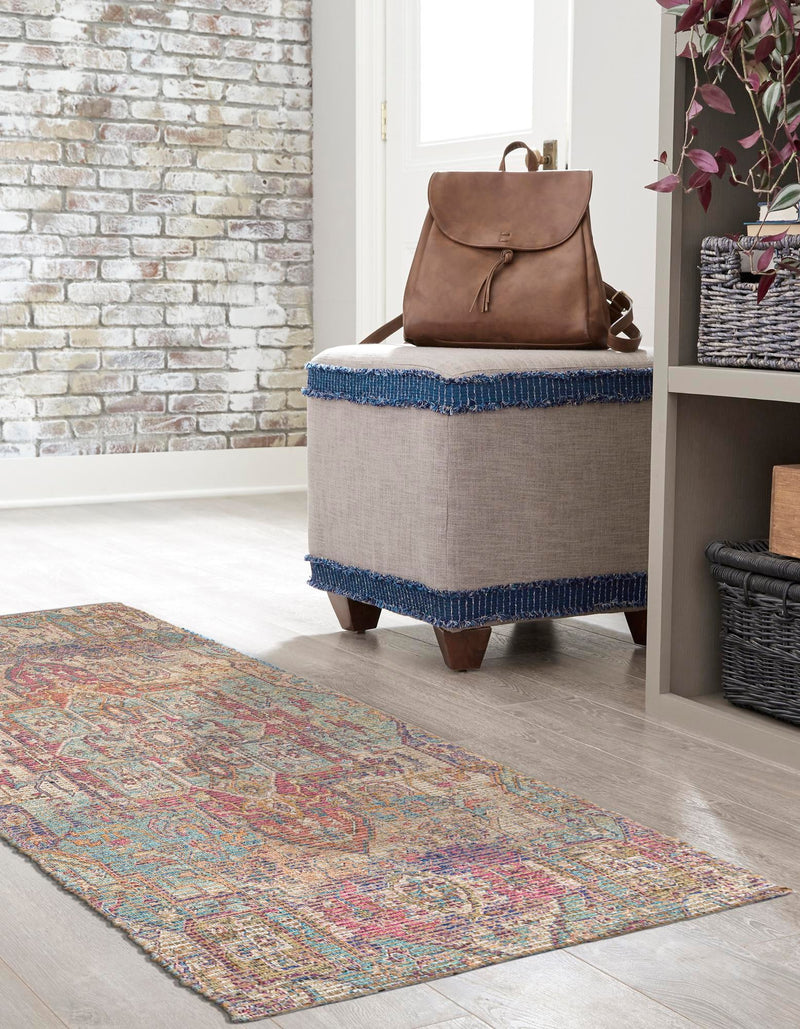 Desert Weave Jute Collection Area Rug - Karoo Runner Antique Red and Blue lifestyle 36
