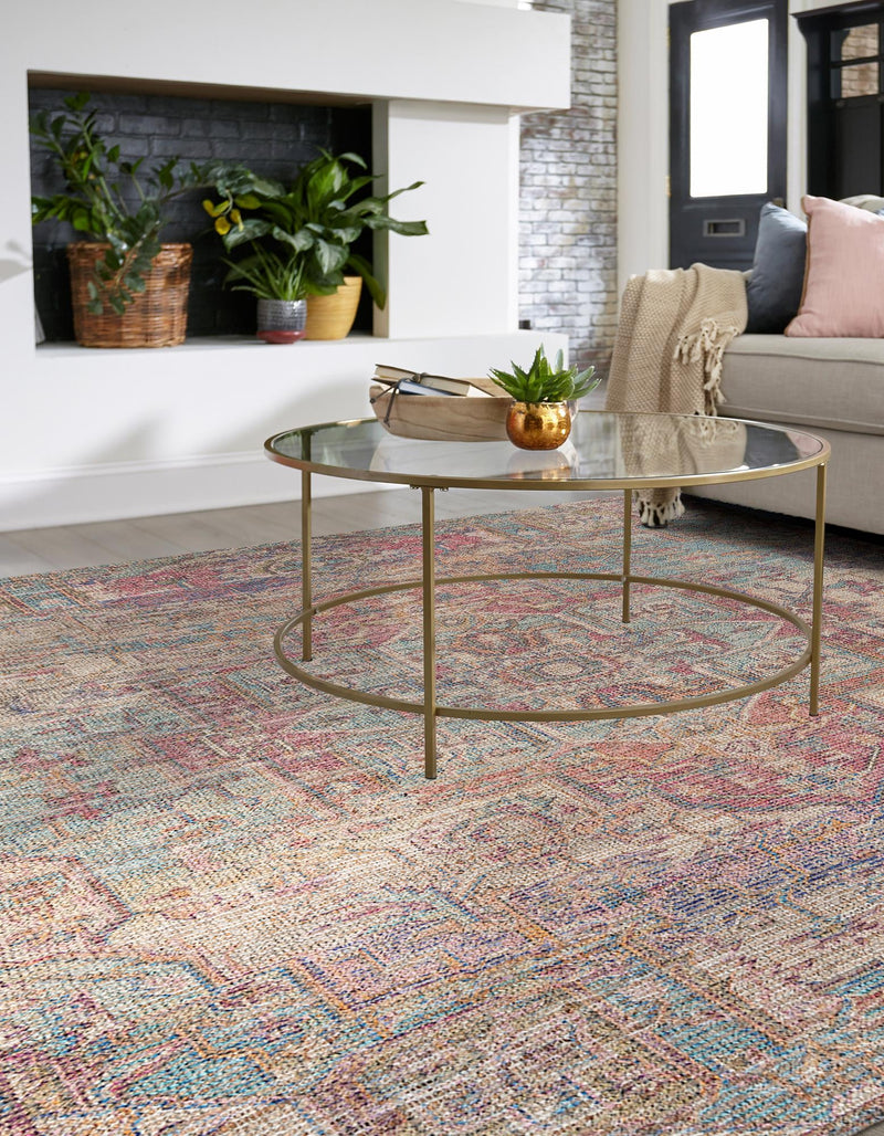 Desert Weave Jute Collection Area Rug - Karoo Square Antique Red and Blue lifestyle 31