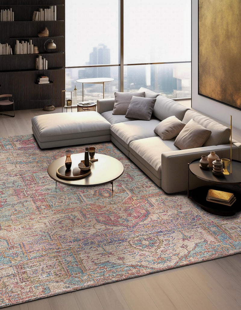 Desert Weave Jute Collection Area Rug - Karoo Square Antique Red and Blue lifestyle 33