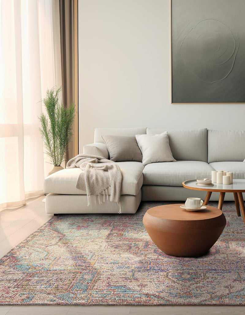 Desert Weave Jute Collection Area Rug - Karoo Square Antique Red and Blue lifestyle 35