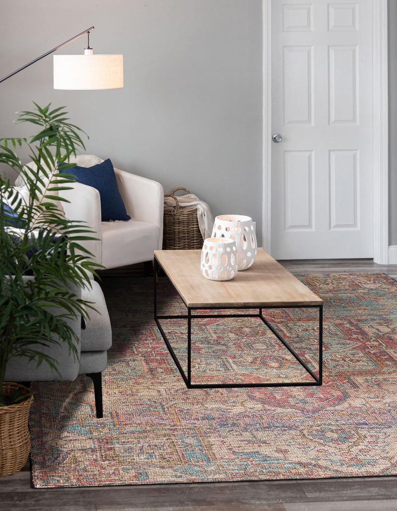 Desert Weave Jute Collection Area Rug - Karoo Square Antique Red and Blue lifestyle 41