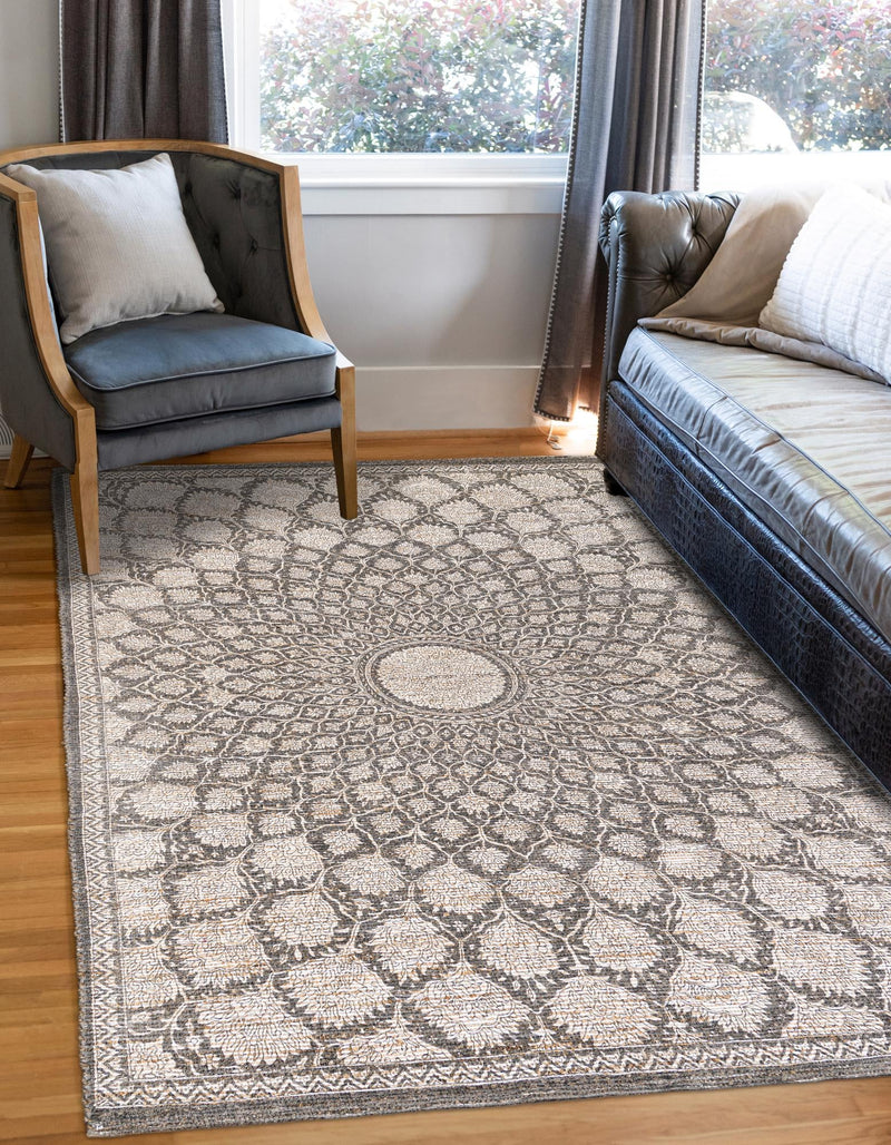 Desert Weave Jute Collection Area Rug - Serengeti Rectangle Charcoal and Ivory lifestyle 2