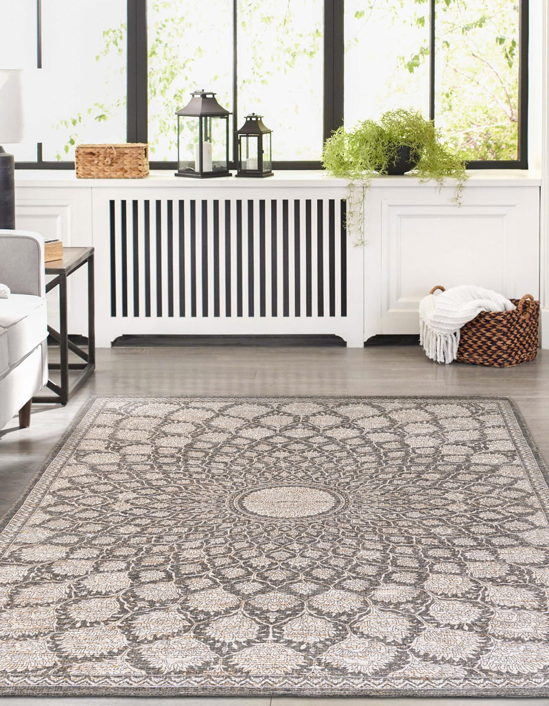 Desert Weave Jute Collection Area Rug - Serengeti Rectangle Charcoal and Ivory lifestyle 3