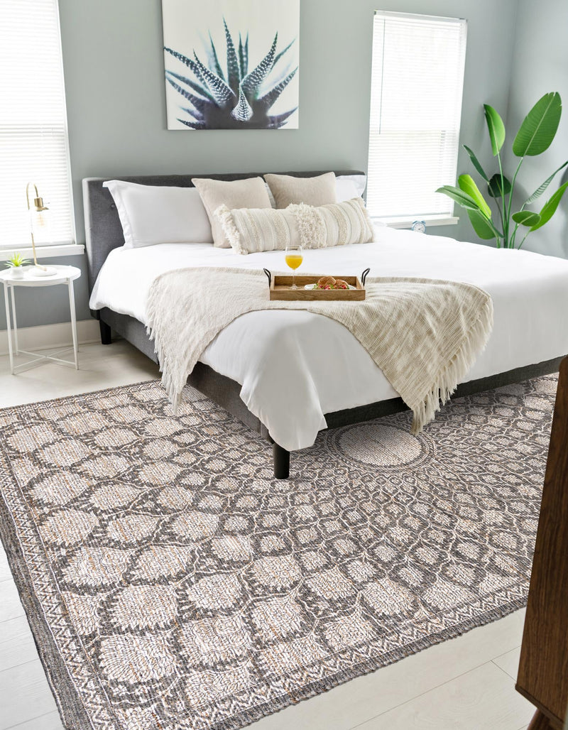 Desert Weave Jute Collection Area Rug - Serengeti Rectangle Charcoal and Ivory lifestyle 5