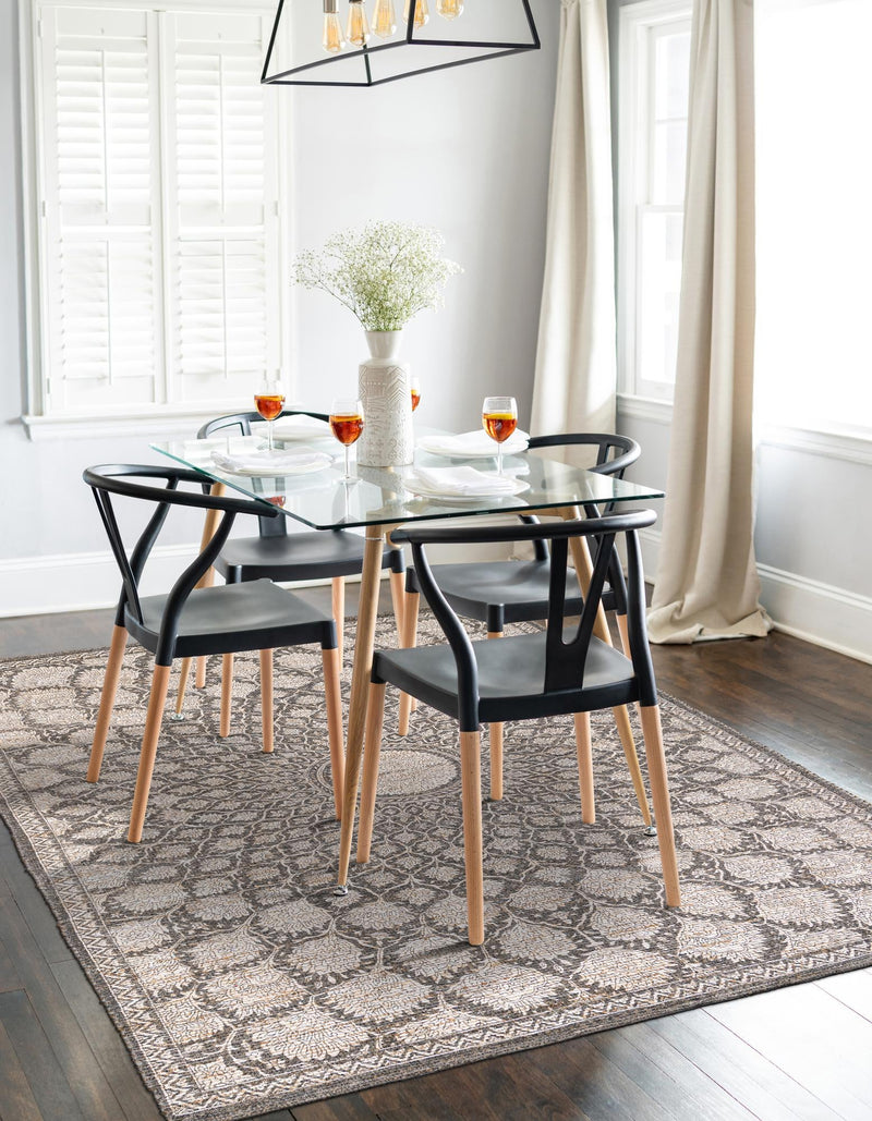 Desert Weave Jute Collection Area Rug - Serengeti Rectangle Charcoal and Ivory lifestyle 7