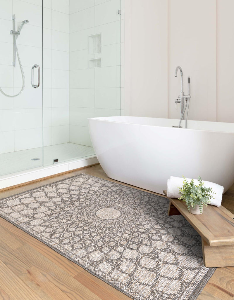 Desert Weave Jute Collection Area Rug - Serengeti Rectangle Charcoal and Ivory lifestyle 9