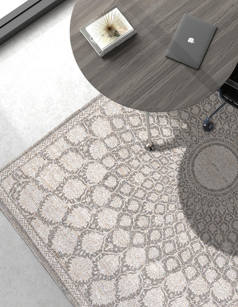 Desert Weave Jute Collection Area Rug - Serengeti Rectangle Charcoal and Ivory lifestyle 11