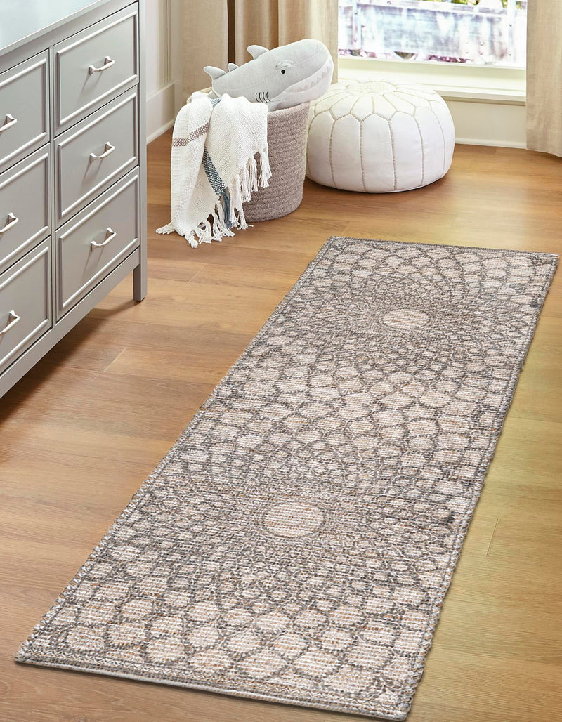 Desert Weave Jute Collection Area Rug - Serengeti Runner Charcoal and Ivory lifestyle 24
