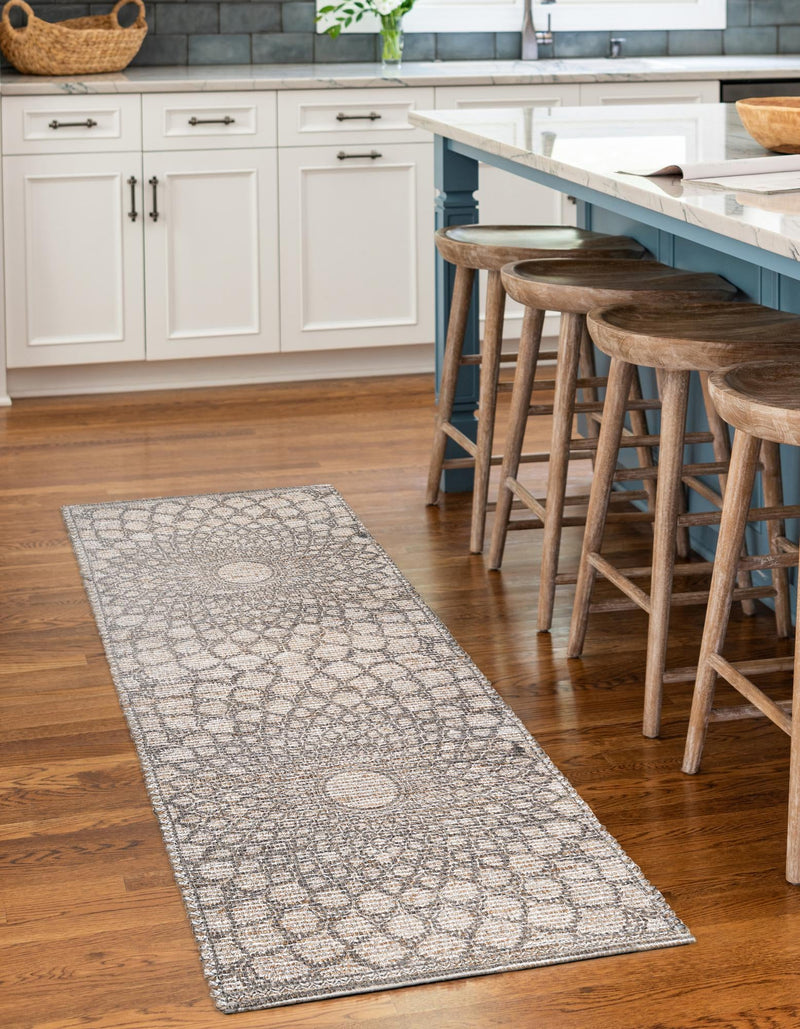 Desert Weave Jute Collection Area Rug - Serengeti Runner Charcoal and Ivory lifestyle 32