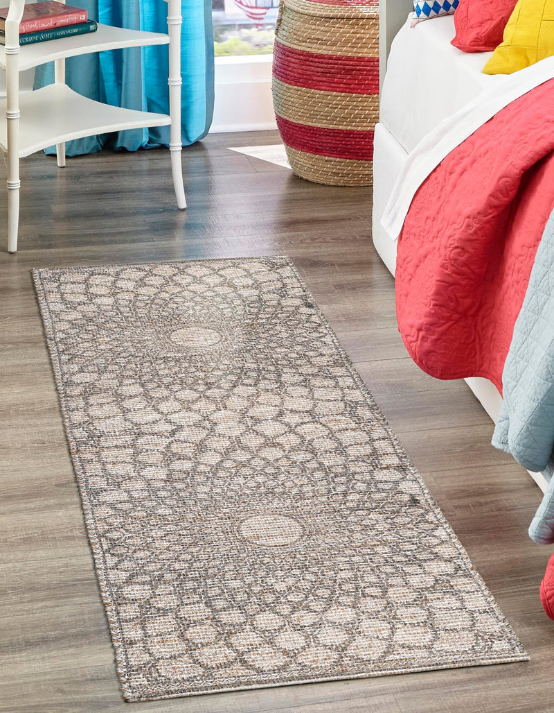 Desert Weave Jute Collection Area Rug - Serengeti Runner Charcoal and Ivory lifestyle 36