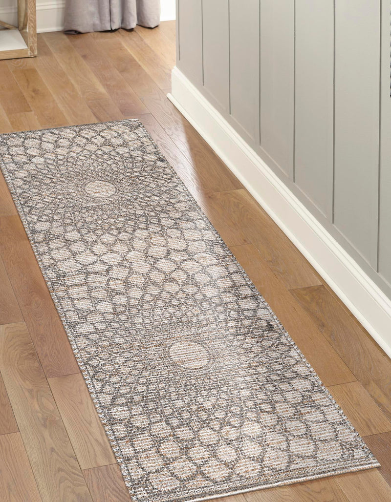 Desert Weave Jute Collection Area Rug - Serengeti Runner Charcoal and Ivory lifestyle 42