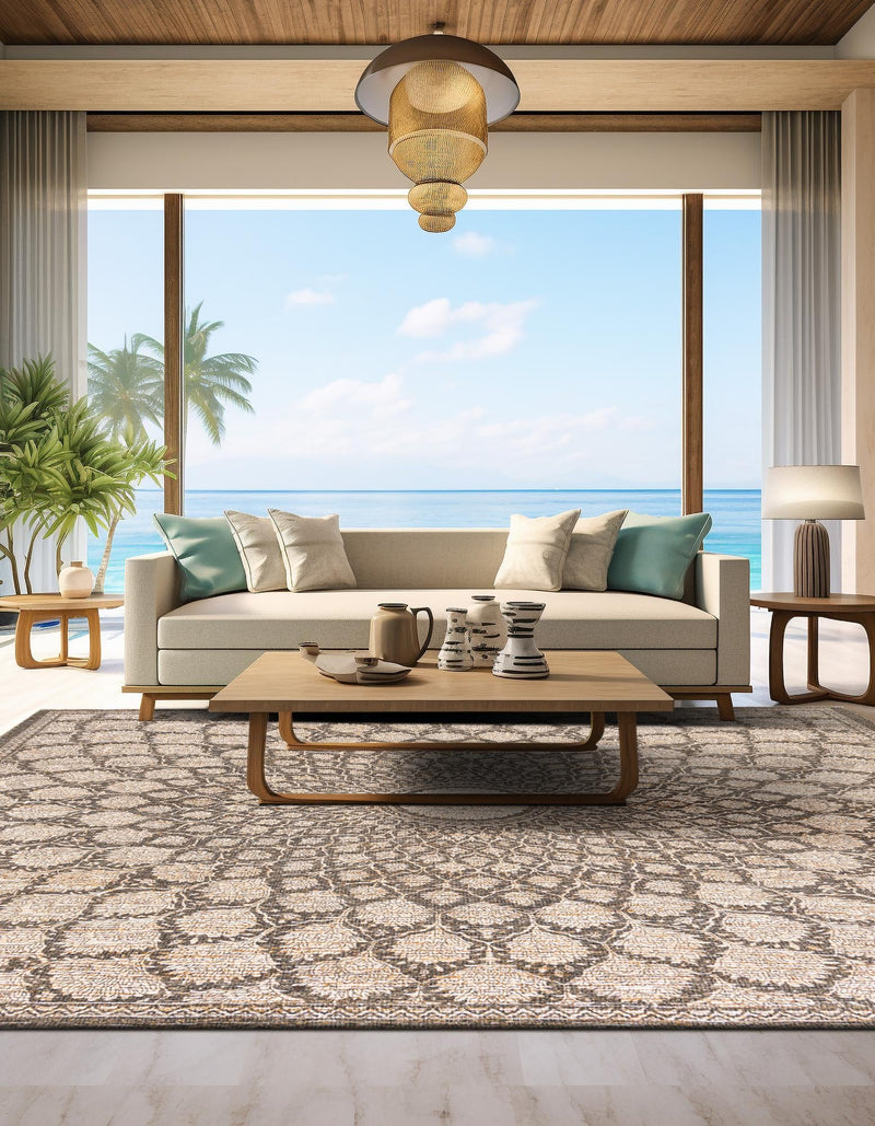 Desert Weave Jute Collection Area Rug - Serengeti Square Charcoal and Ivory lifestyle 27