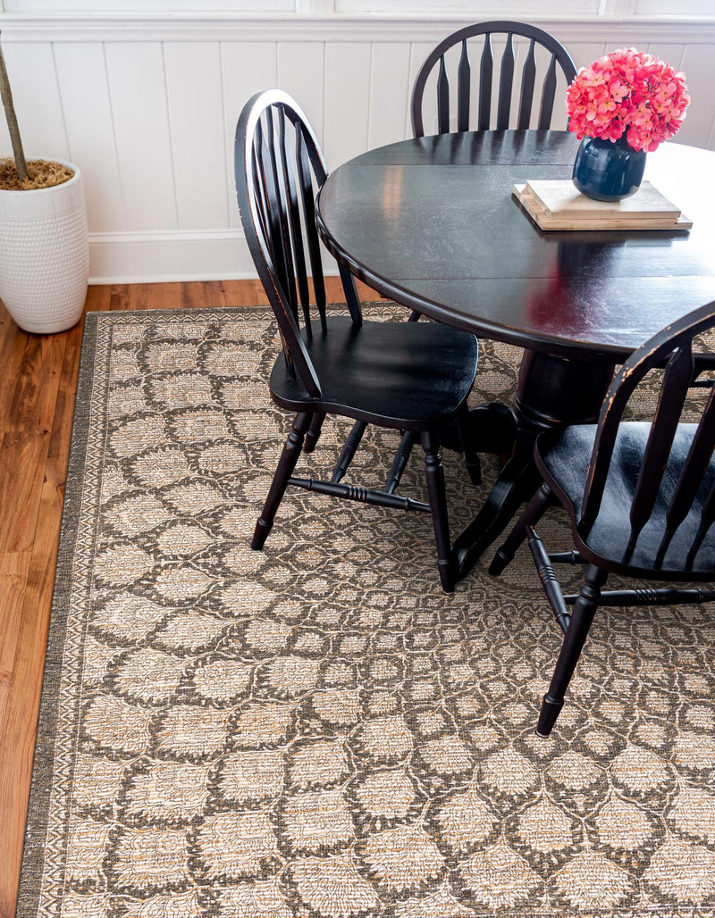 Desert Weave Jute Collection Area Rug - Serengeti Square Charcoal and Ivory lifestyle 33