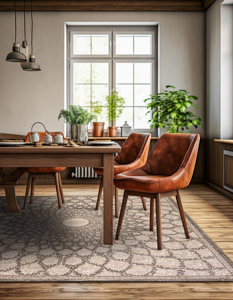 Desert Weave Jute Collection Area Rug - Serengeti Square Charcoal and Ivory lifestyle 41