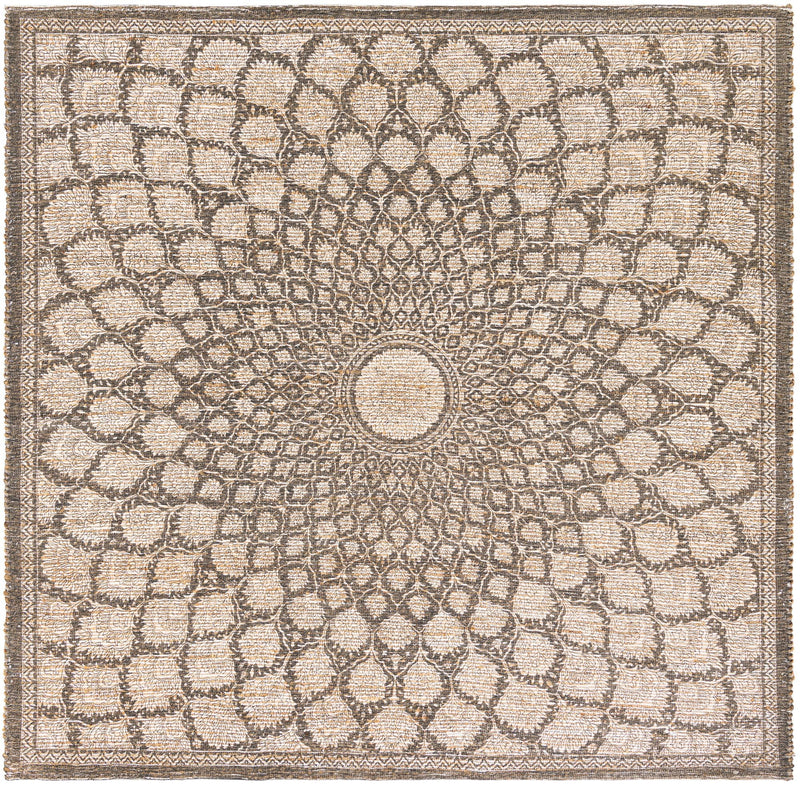 Desert Weave Jute Collection Area Rug - Serengeti Square Charcoal and Ivory lifestyle 23