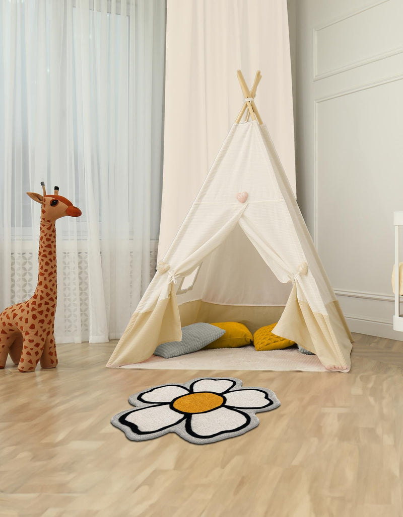 Whimsy Wonders Wool Collection Area Rug - Arctic Round Ivory lifestyle 5