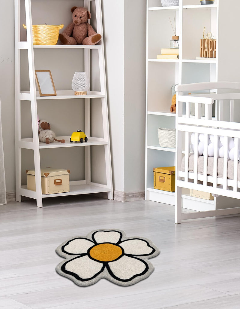Whimsy Wonders Wool Collection Area Rug - Arctic Round Ivory lifestyle 10