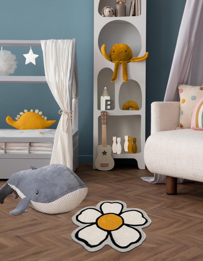 Whimsy Wonders Wool Collection Area Rug - Arctic Round Ivory lifestyle 11