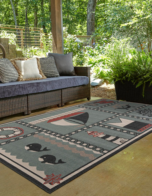 Seaside Haven Rugs Collection Area Rug - Anchorage Rectangle Blue lifestyle 5