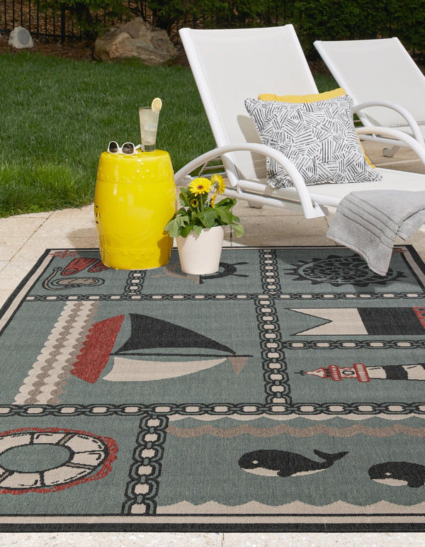 Seaside Haven Rugs Collection Area Rug - Anchorage Rectangle Blue lifestyle 11
