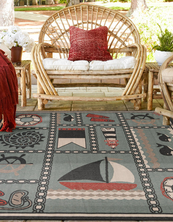 Seaside Haven Rugs Collection Area Rug - Anchorage Square Blue lifestyle 42