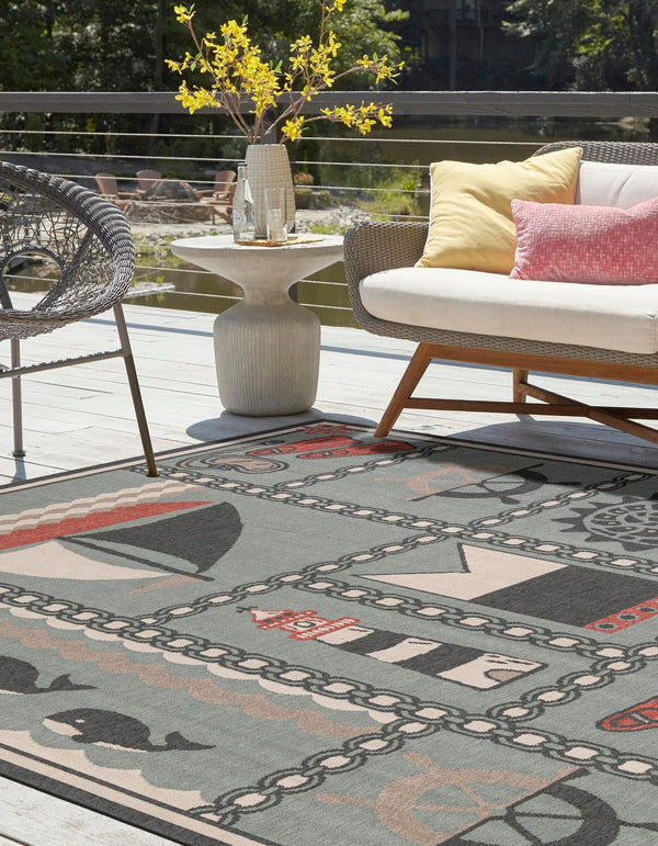 Seaside Haven Rugs Collection Area Rug - Anchorage Square Blue lifestyle 51