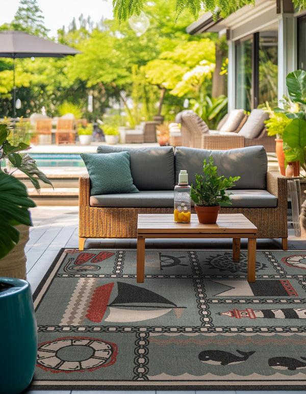 Seaside Haven Rugs Collection Area Rug - Anchorage Square Blue lifestyle 54