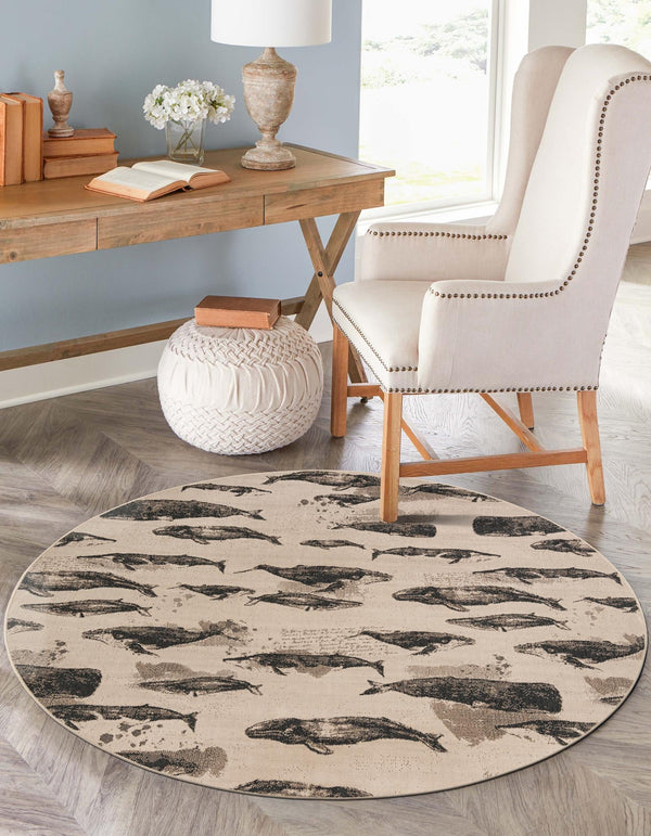 Seaside Haven Rugs Collection Area Rug - Seabreeze Round Beige lifestyle 53