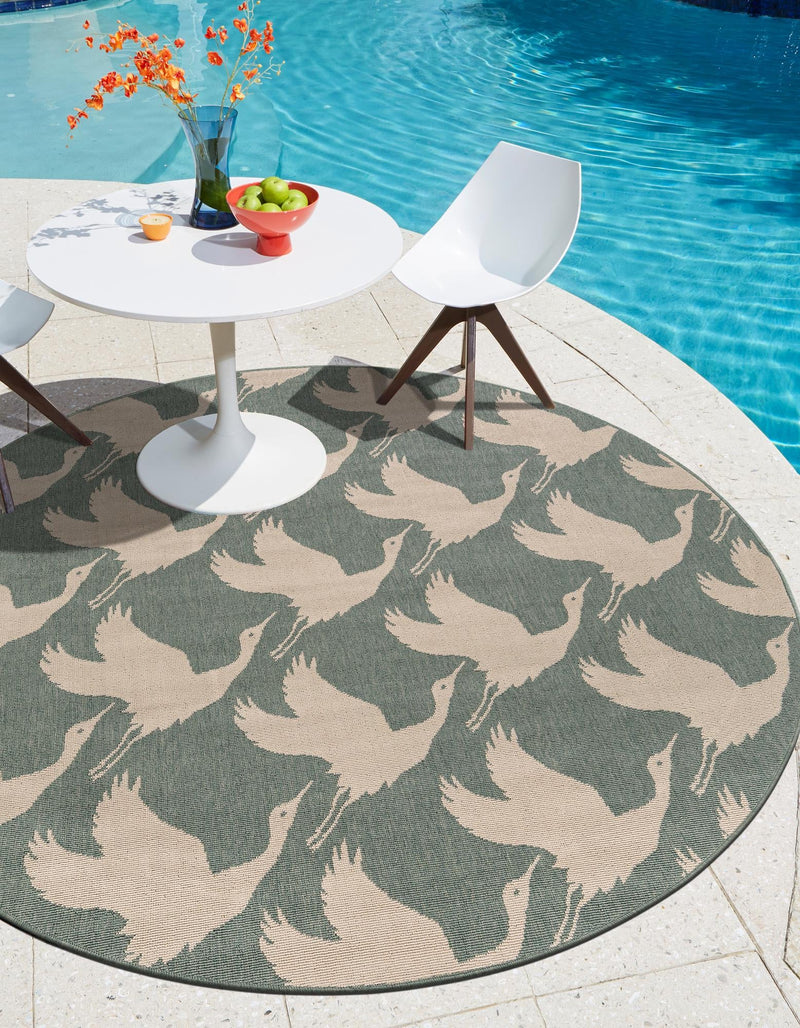 Seaside Haven Rugs Collection Area Rug - Pelican Round Stone Blue lifestyle 26