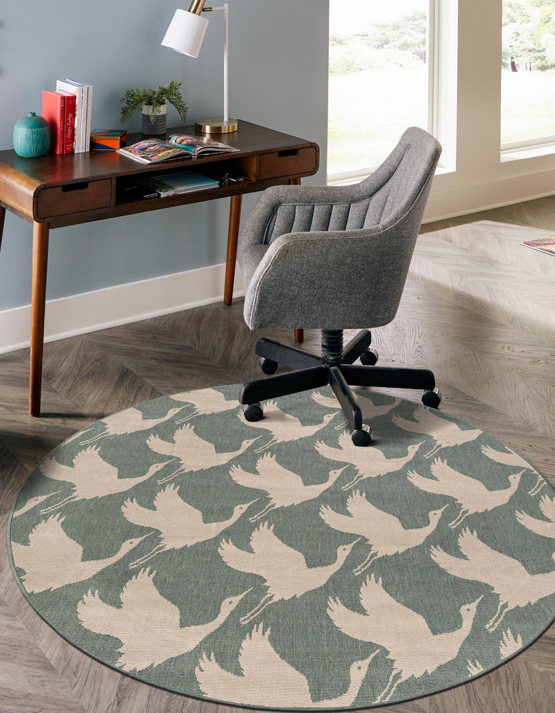 Seaside Haven Rugs Collection Area Rug - Pelican Round Stone Blue lifestyle 29