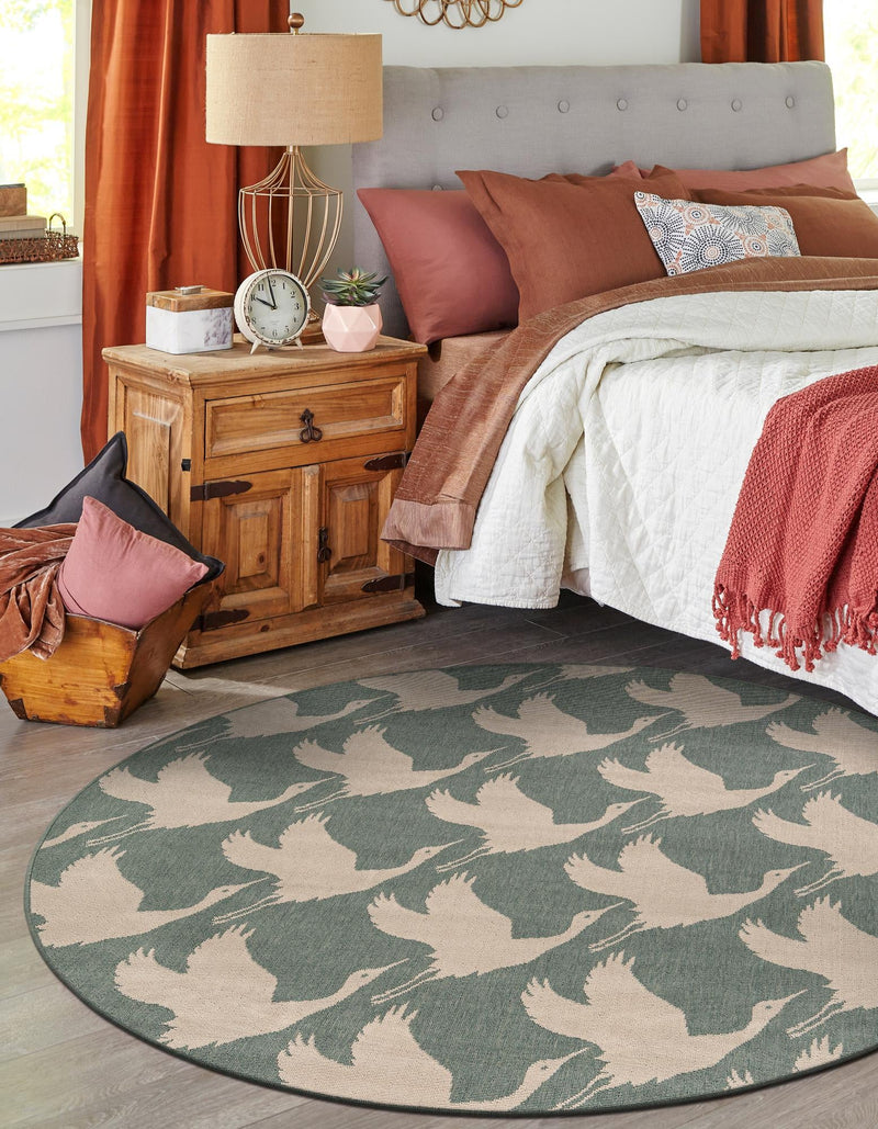 Seaside Haven Rugs Collection Area Rug - Pelican Round Stone Blue lifestyle 35