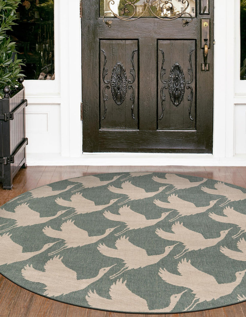 Seaside Haven Rugs Collection Area Rug - Pelican Round Stone Blue lifestyle 38