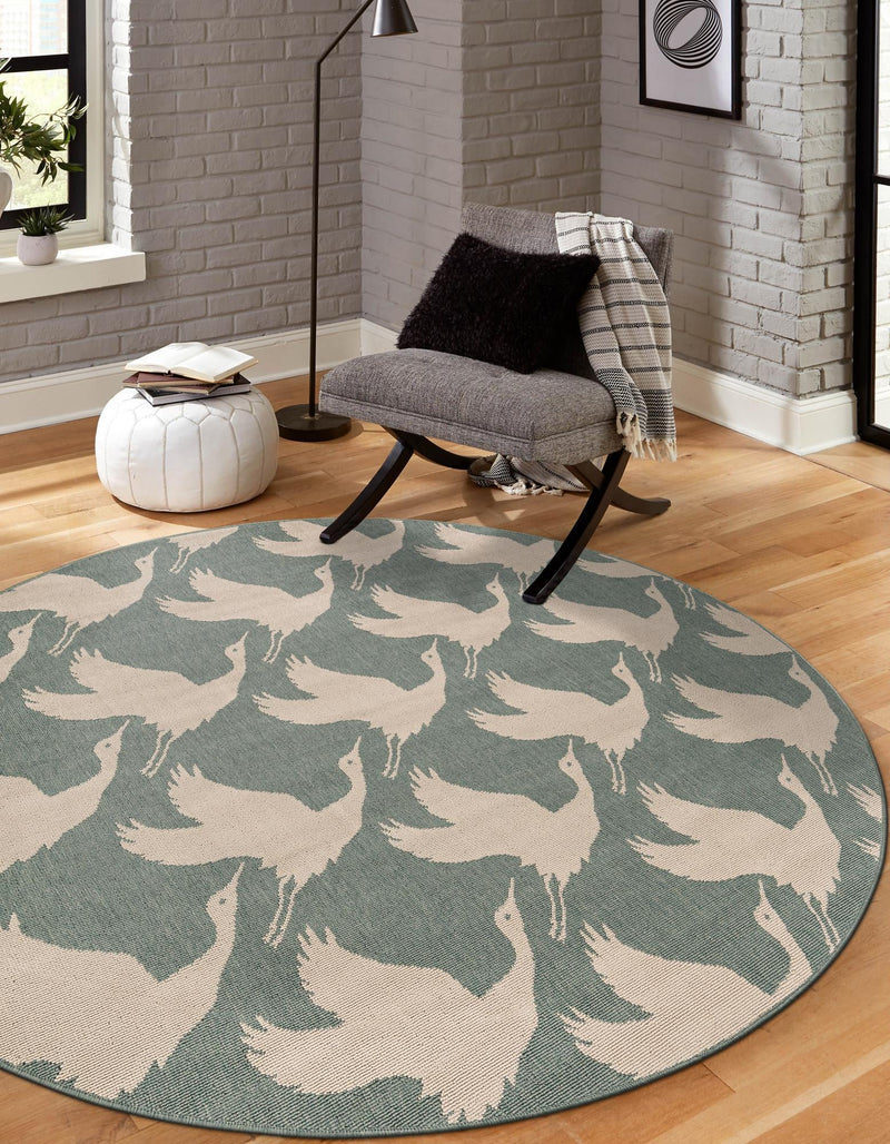 Seaside Haven Rugs Collection Area Rug - Pelican Round Stone Blue lifestyle 41